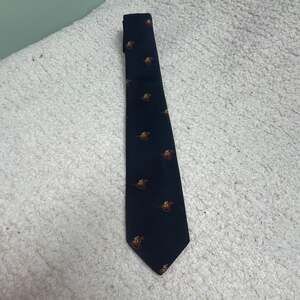 Resilio Vintage Logan's Distinctive Clothing Navy Blue Horse and Jockey Silk Tie